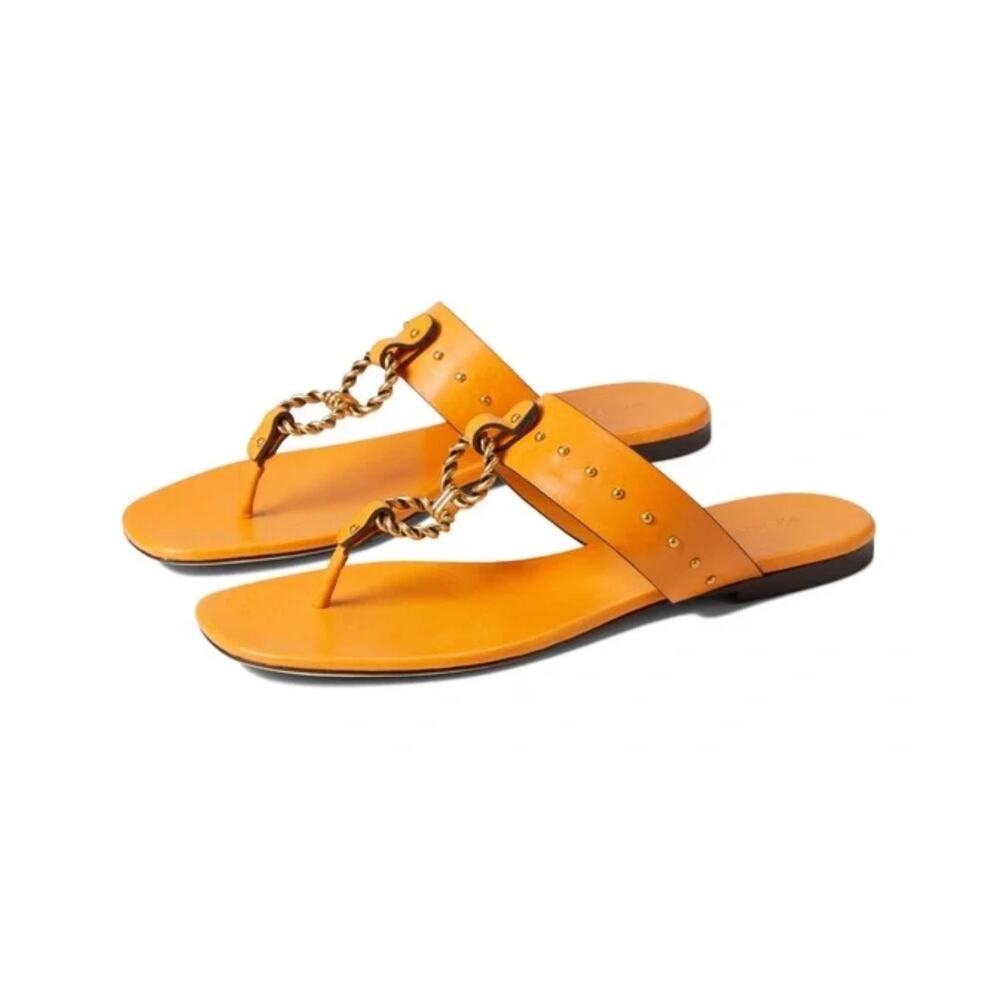 Tory Burch Sandal Perrine Vintage Tan Leather Studded Flip Flop